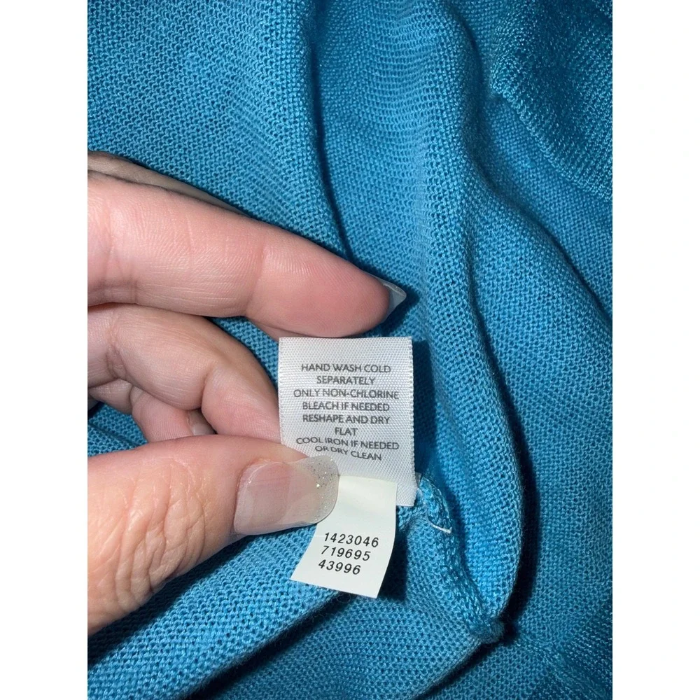 J. Jill Open Front Lightweight Cardigan in Teal Blue - Picture 5 of 6
